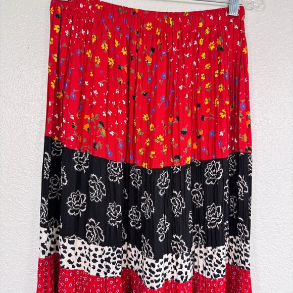 Vintage Lucia Lukken Skirt Womens Mix Floral Spotted Tiered Boho Maxi Flowy 90s - Picture 5 of 12